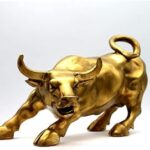 Lesdbai feng shui fortune statue laiton w street bull, sculpture de décoration