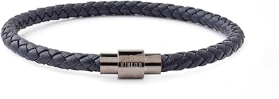 Bracelet en cuir vittorio de reblore, fermoir bleu marine et gris, 20 cm