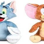 2 grandes poupées en peluche tom et jerry, 28 cm, avec un motif