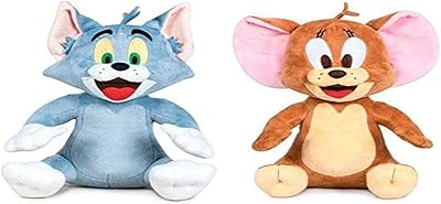 2 grandes poupées en peluche tom et jerry, 28 cm, avec un motif