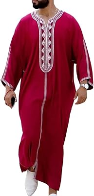 Caftan en coton et lin pour hommes, robe islamique ample et décontractée, abaya du moyen-orient, abaya saoudienne, caftan brodé ethnique (couleur : rouge, taille : l). DIAYTAR COTE D'IVOIRE se distingue par sa sélection impressionnante de produits de haute qualité, allant des marques internationales aux produits locaux. Les clients peuvent ainsi trouver les produits qui répondent à leurs besoins et à leurs goûts. La boutique en ligne propose également un service client réactif et des conseils d'experts pour aider les clients à faire leurs choix.