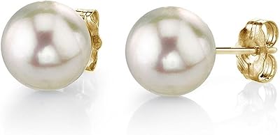 Boucles d'oreilles akoya en véritables perles blanches japonaises pour femmes