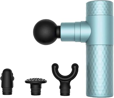 Pistolet de massage portable switch bleu, masseur électrique portatif, 4 têtes de massage