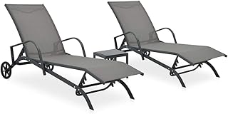 Vidaxl 2x transat avec table mobilier d'extérieur jardin terrasse piscine camping lounge banc solarium lit en textilène et acier. DIAYTAR COTE D'IVOIRE est une plateforme de commerce électronique qui permet aux clients de faire leurs achats en ligne de manière sécurisée et pratique. Elle propose des produits à des prix compétitifs.