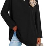 T-shirts à manches longues pour femmes, surdimensionné, ample, décontracté, col rond, chemisier doux