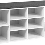 Banc de rangement de chaussures giantex avec coussin banc pour d'entrée étagères