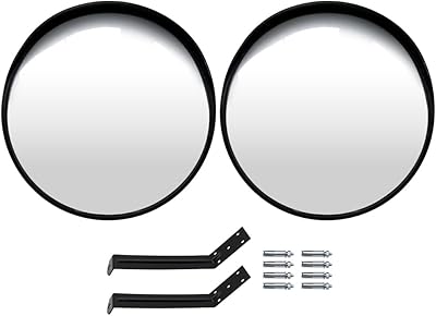 Cnqlis miroir convexe extérieur de 16 pouces avec support de fixation murale réglable
