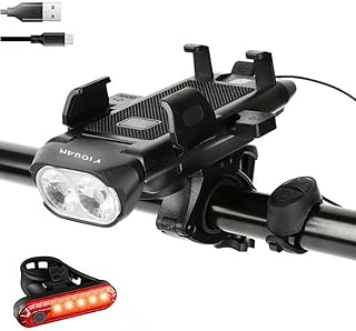 Phare de vélo led 4 en 1 rechargeable par usb avec klaxon