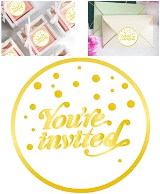 Étiquettes d'invitation rondes dorées, étiquette save the date, tampon d'enveloppe de carte d'invitation