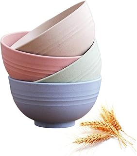 Paquet de 4 bols en paille de blé incassables, bol à céréales léger