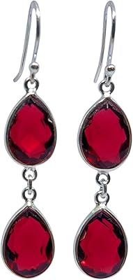 Boucles d'oreilles pendantes en forme de poire grenat pour femmes, bijoux de fête