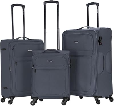 Ensemble de 3 valises légères en toile avec 4 roulettes avec serrure