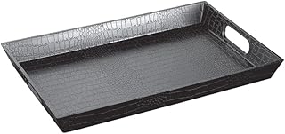 Plateau de service galaxy en polypropylène avec motif cuir - noir 29x43 cm