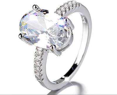 Bague de fiançailles en argent 925 de forme ovale, 3 pièces pour femmes