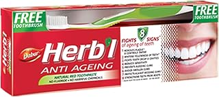 Dentifrice anti-âge rouge naturel anti-âge dabur herbal, 150 g + brosse à dents
