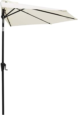 Parapluie mural demi-rond pour patio extérieur c-hooptree avec inclinaison de 9 pieds