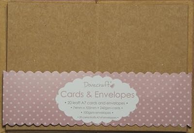 Mini cartes et enveloppes trimcraft dovecraft a7 (paquet de 20), papier, marron