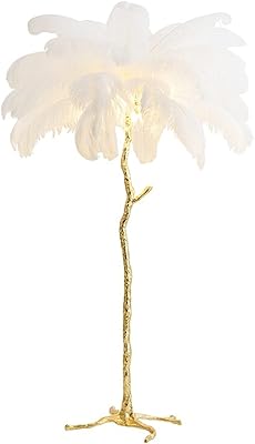 Lampadaire, lampadaire artificiel pour salon, lampe led moderne en plumes d'autruche avec lampe
