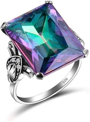 Bague en argent sterling 925 avec topaze naturelle, 5 carats, coupe carrée parfaite