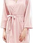 Peignoir de bain spa léger en tricot gaufré pour femme rose