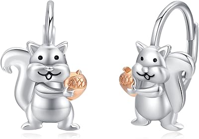 Boucles d'oreilles écureuil en argent sterling 925, boucles d'oreilles créoles en forme d'animal