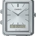 Montre analogique-numérique casio pour homme avec cadran argenté et bracelet en acier inoxydable
