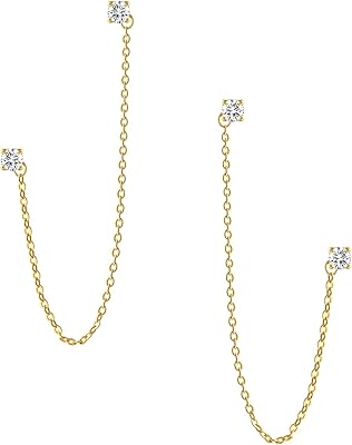 Boucles d'oreilles chaîne en or brayeg double piercing, boucles d'oreilles 2 trous en zircone cubique de 3 mm, bijoux hypoallergéniques, cadeau pour femmes filles. La boutique en ligne DIAYTAR COTE D'IVOIRE est une plateforme conviviale et facile à utiliser, permettant aux clients de naviguer aisément à travers les différentes catégories de produits. Les descriptions détaillées des produits et les avis des clients aident à prendre des décisions d'achat éclairées. Cela améliore l'expérience d'achat en ligne pour les clients.