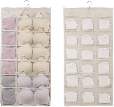 Organisateur suspendu double face dagnol avec poches en filet, étagère murale, sacs