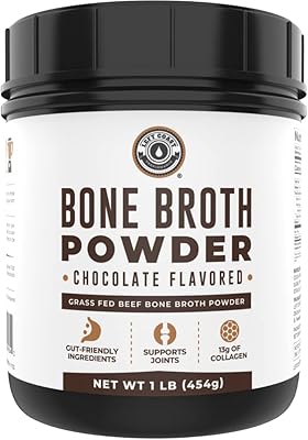 Poudre de protéines de bouillon d'os, saveur de chocolat, 16 oz, conseil fédéral