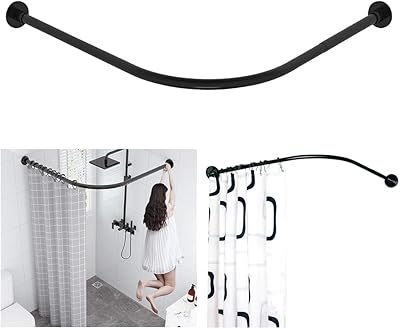 Tringle à rideau de douche extensible en forme de l en acier inoxydable