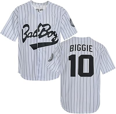 Notorious men's #10 biggie small bad boy 90s chemise de baseball à manches