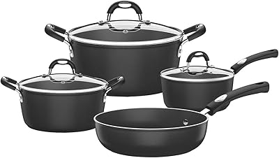 Tramontina monaco noir batterie de cuisine 7 pièces starflon antiadhésif 5x