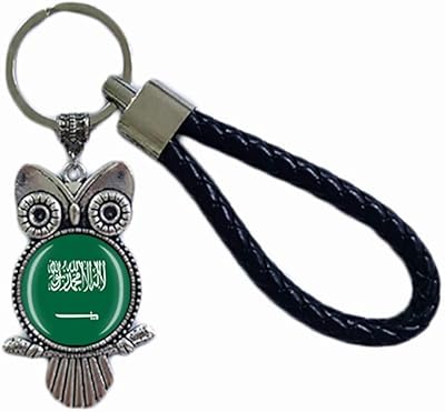 Porte-clés en verre de cristal, drapeau de l'arabie saoudite en forme de hibou