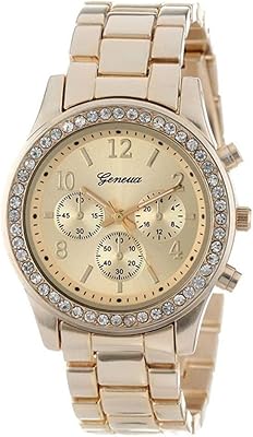 Montre à quartz classique plaquée chronographe pour femme montre-bracelet cristaux montre