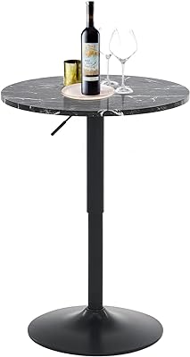 Table de bar ronde masler, table de bar à hauteur réglable, table
