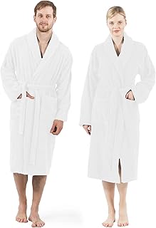 Peignoir 100 % coton éponge, peignoir de spa, doux, pelucheux, léger, absorbant, hommes