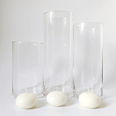 Sehia life ensemble de 3 vases en verre avec bougies flottantes