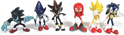 Ensemble de figurines sonic 6 pièces feet sonic, shadow, wiryhough, metal sonic, knuckles