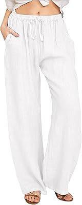 Pantalon palazzo d'été pour femme avec cordon de serrage à la taille large
