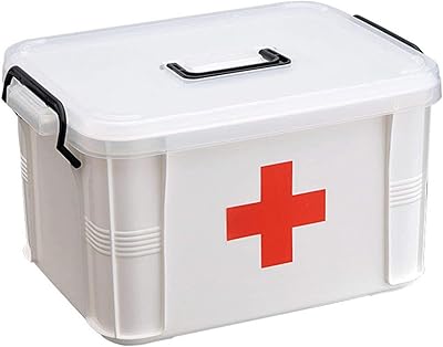 Boîte de rangement médicale double couche de 10 pouces boîte médicaments portable