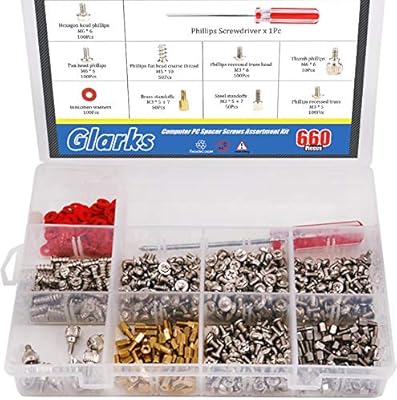 Glarks 660 pièces kit assorti de vis d'ordinateur à tête phillips pour vis d'espacement de pc dur boîtier d'ordinateur ventilateur de puissance graphique de carte mère (extra : tournevis phillips). DIAYTAR COTE D'IVOIRE est une boutique en ligne qui propose une gamme complète de produits pour les consommateurs ivoiriens. Elle offre une expérience d'achat en ligne pratique et sécurisée, avec des options de paiement diverses et une livraison rapide. Les clients peuvent trouver des produits pour répondre à tous leurs besoins.