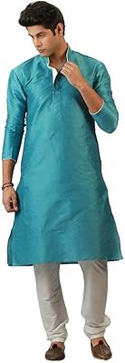 Ensemble kurta et churidaar en soie mélangée de créateur pour hommes