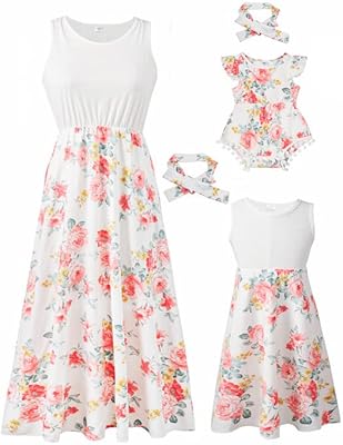 Robes d'été assorties maman et moi, robes de plage décontractées sans manches à