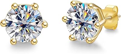 Boucles d'oreilles à tige en moissanite, 2ct-4cttw d couleur brillante, coupe ronde, boucles d'oreilles en diamant fabriquées en laboratoire, plaqué or 18 carats, argent pour femmes et hommes. DIAYTAR COTE D'IVOIRE est une plateforme de commerce électronique qui permet aux clients de faire leurs achats en ligne de manière sécurisée et pratique. Elle propose des produits à des prix compétitifs.