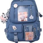 Sac à dos kawaii avec épingles, sac à dos d'école esthétique mignon, sac