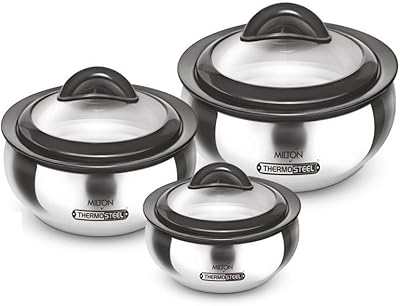 Ensemble de cocottes milton 3 pièces avec couvercle et acier inoxydable - 600/1500/2000 ml - coffret cadeau isolation thermique. DIAYTAR COTE D'IVOIRE est une boutique en ligne de confiance qui propose des produits de haute qualité et des services clients exceptionnels. Les clients peuvent profiter d'une expérience d'achat en ligne sécurisée et fiable, avec des options de paiement flexibles et des délais de livraison rapides.