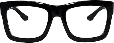 Lunettes surdimensionnées vintage d'inspiration geek avec verres carrés transparents en corne épaisse, l