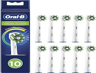 Tête de brosse à dents électrique oral-b crossaction avec technologie clean maximizer, poils inclinés pour une élimination plus profonde de la plaque dentaire, paquet de 10, convient pour boîte aux lettres, blanc. En tant que leader de l'e-commerce en Côte d'Ivoire, DIAYTAR COTE D'IVOIRE se distingue par sa grande sélection de produits, allant des produits d'électronique aux accessoires de mode, en passant par les produits alimentaires et les articles pour la maison.