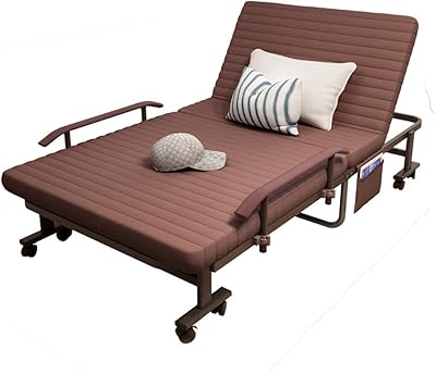 Lit pliant en métal, bleu - 190(l) x 90(l) x 70(h) cm (marron)