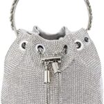 Sac de soirée pour femme exdo® avec strass, cristaux et argent brillant